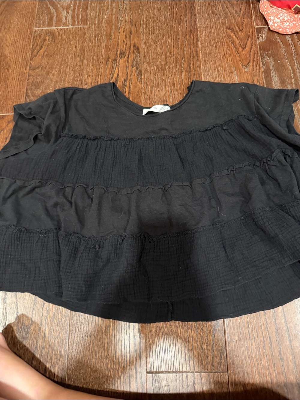 Altar'd State Black Ruffle-Tier Crop Top